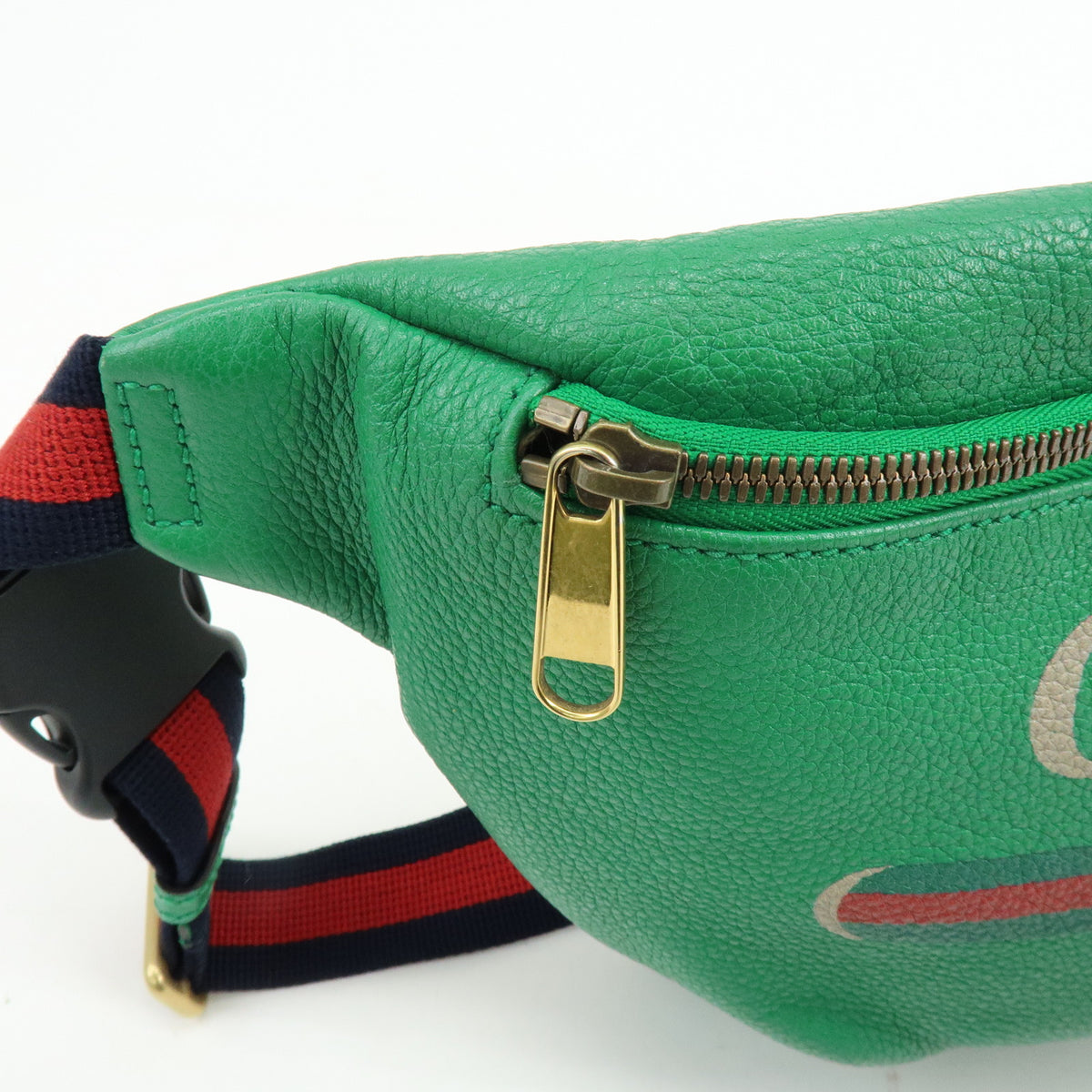 GUCCI Sherry Vintage Logo Leather Waist Bag Body Bag Green Red 493869