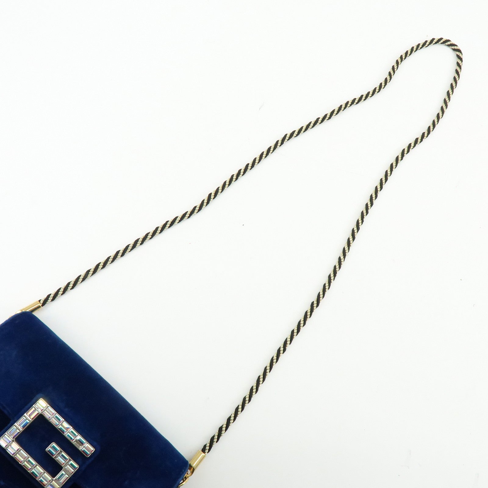 GUCCI Broadway Velvet Shoulder Bag Crossbody Bag Bijou Logo Navy 544242
