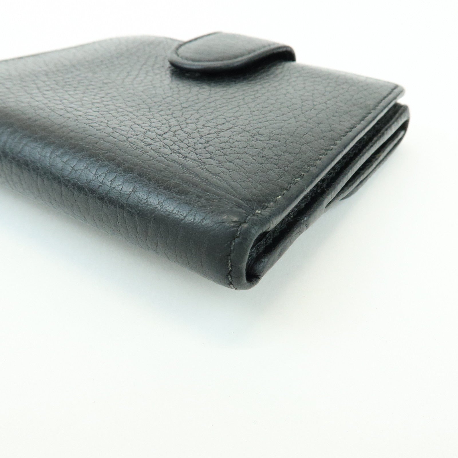 GUCCI Interlocking G Leather Bi-fold Compact Wallet Black 615525