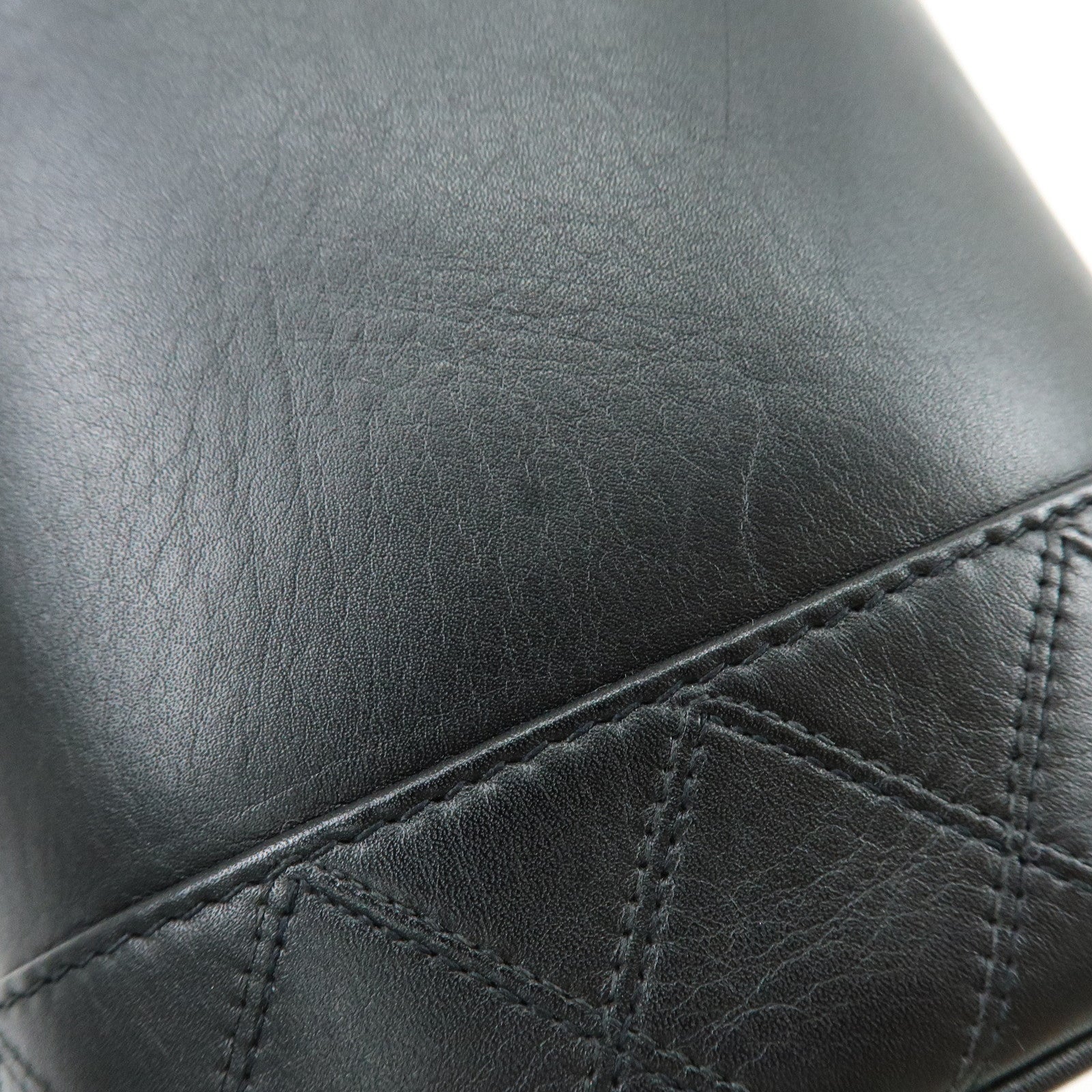 CHANEL Bicolore Lamb Skin Vanity Bag Hand Bag Black A01619