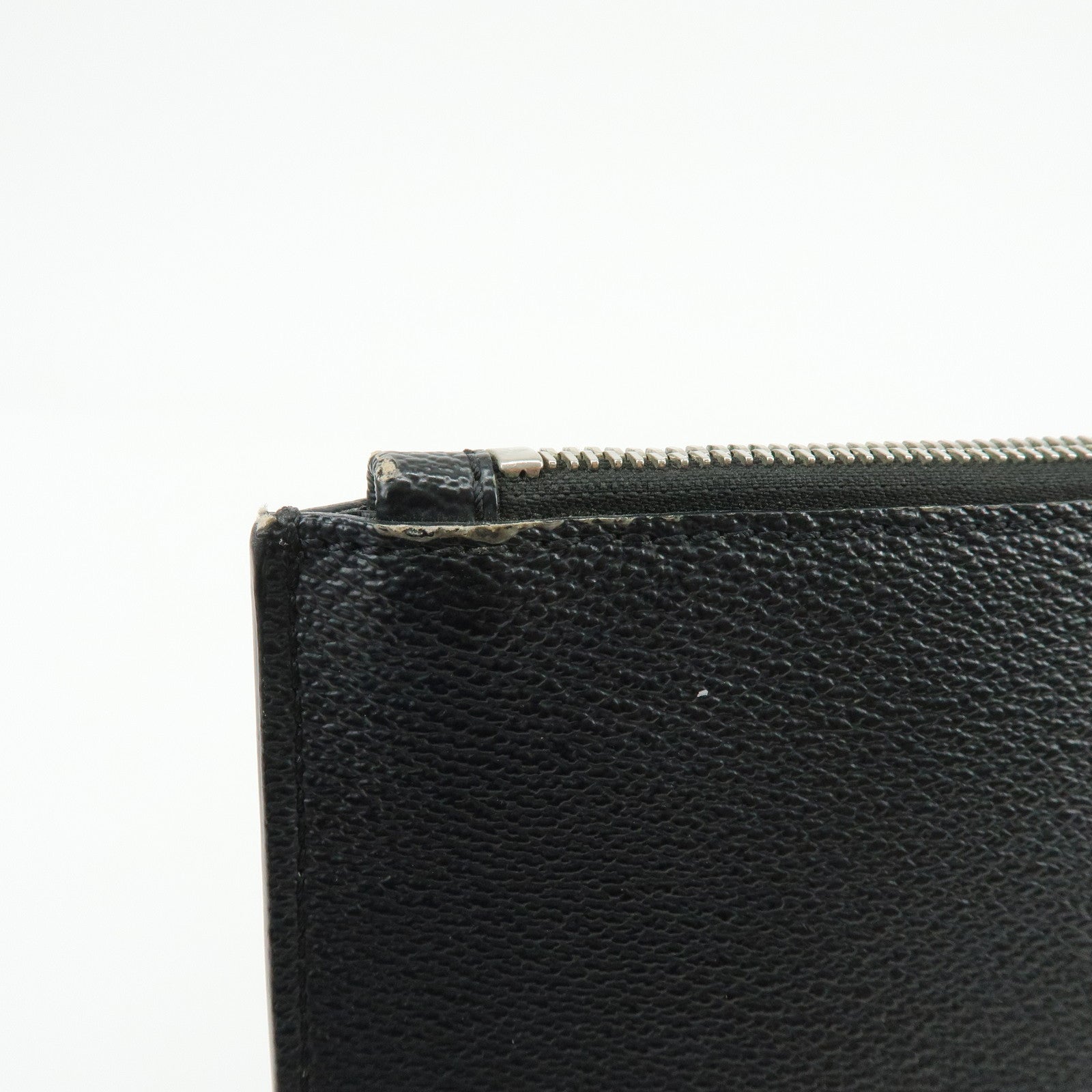 GIVENCHY Shark Print Leather Clutch Bag Flat Pouch Black