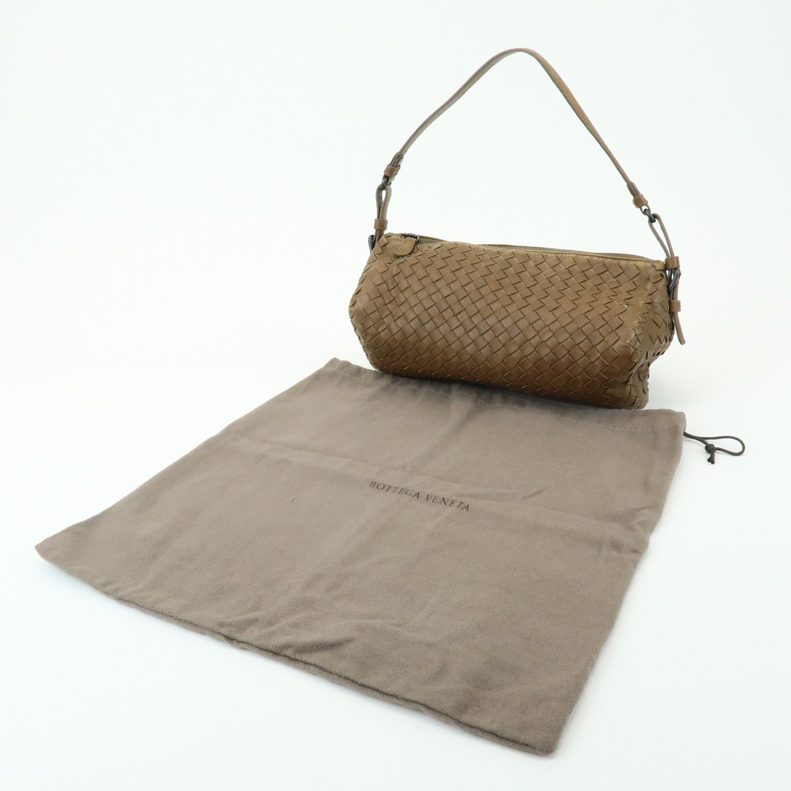 BOTTEGA VENETA Intrecciato Leather Hand Bag Shoulder Bag Mocha Brown