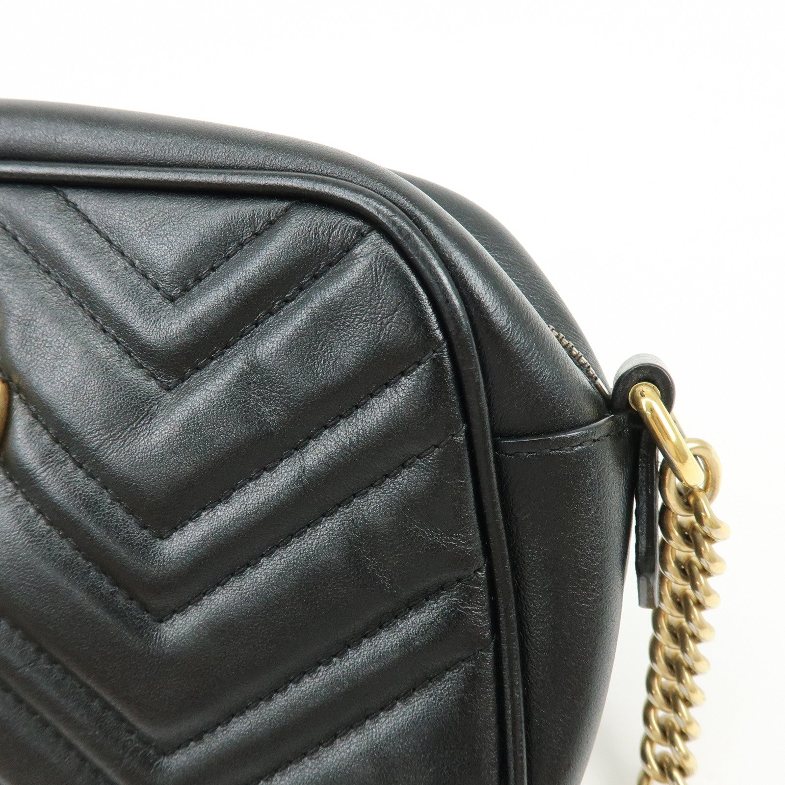 GUCCI GG Marmont Leather Shoulder Bag Crossbody Bag Black 447632