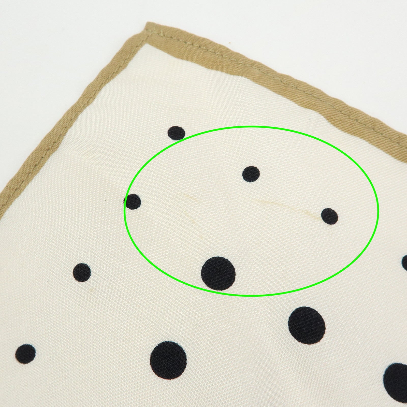 CHANEL COCO Mark Silk 100% Scarf Dot Pattern Clover Ivory Black