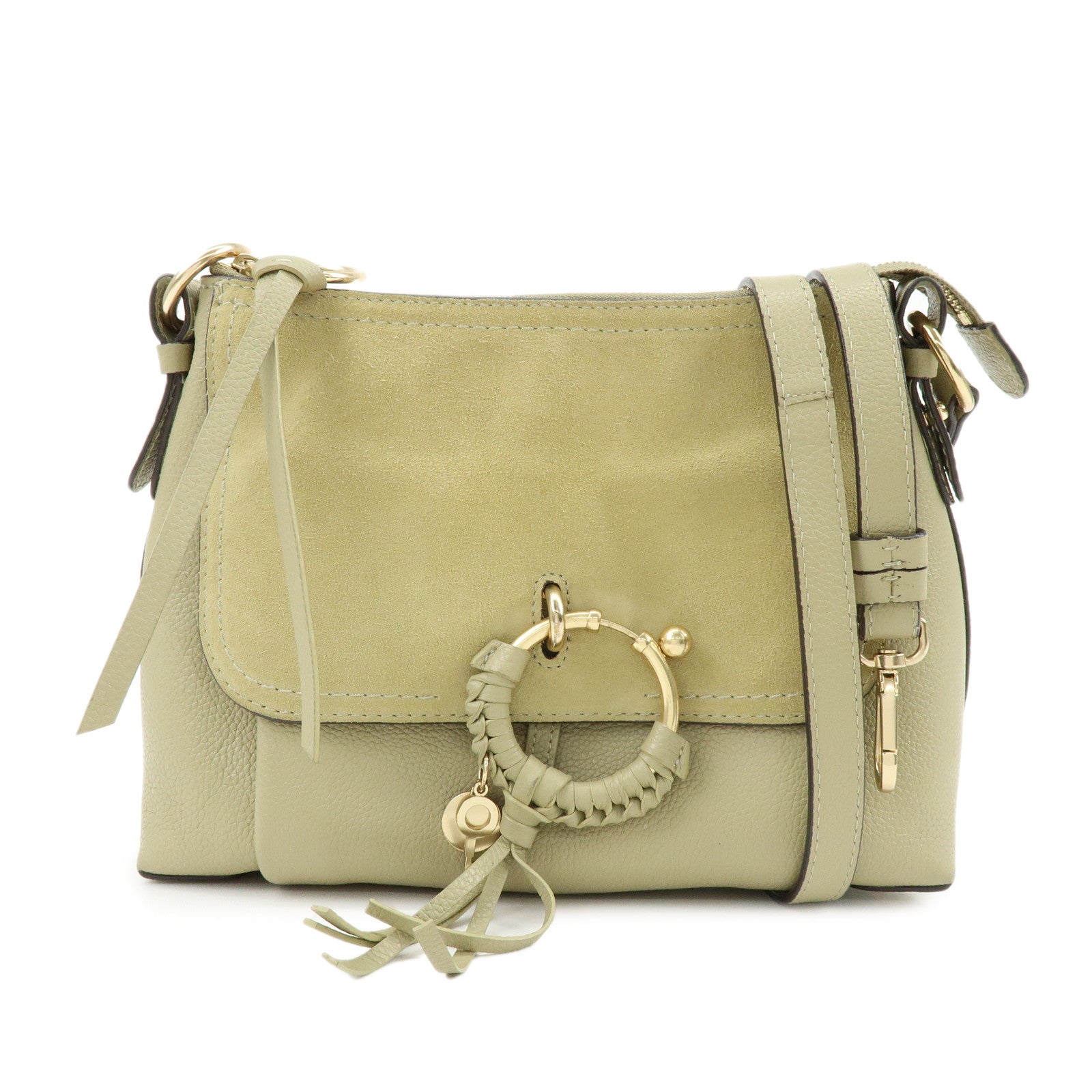 Chloe See by Chloe Joan Leather Suede 2Way Hand Bag Shoulder Bag Beige