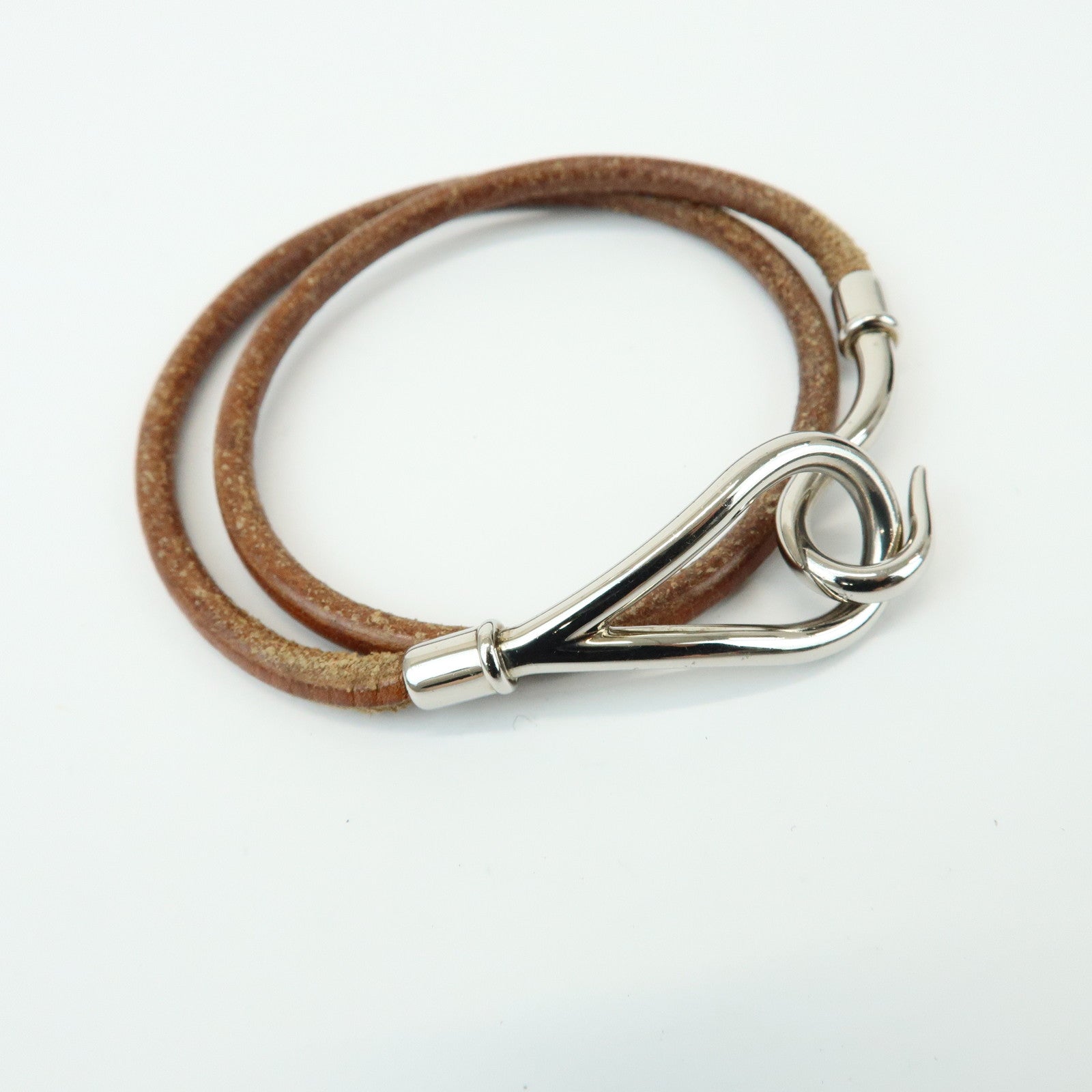 HERMES Set of 2 Jumbo Choker Jumbo Double Choker Leather Bracelet