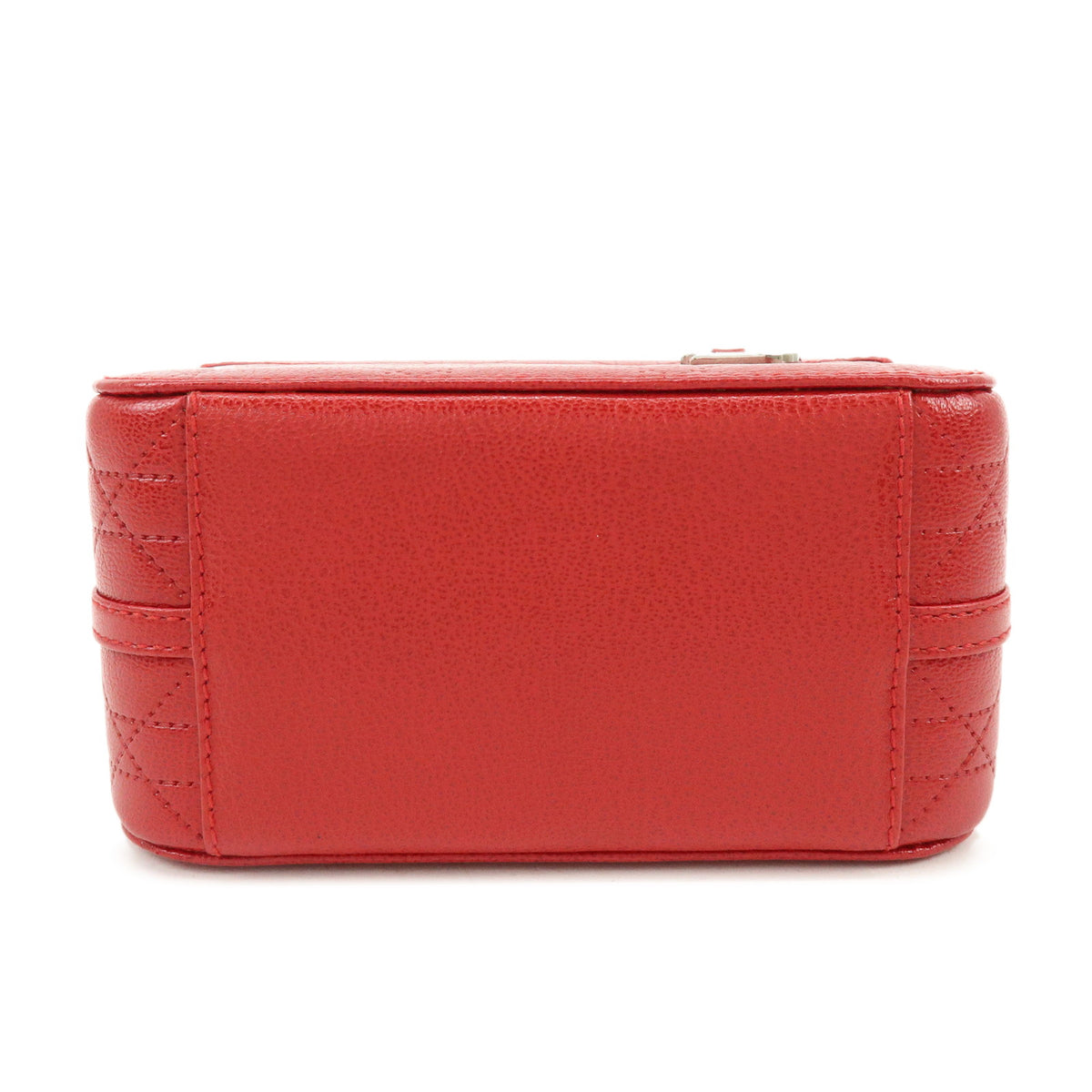 Christian Dior Cannage Leather Hand Bag Vanity Bag Red