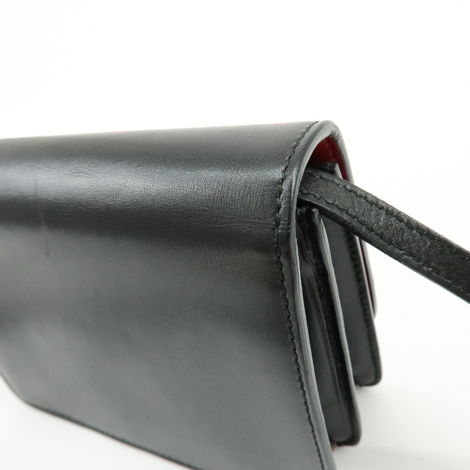 PRADA Leather 2Way Mini Shoulder Crossbody Bag Clutch Bag Black BT1031