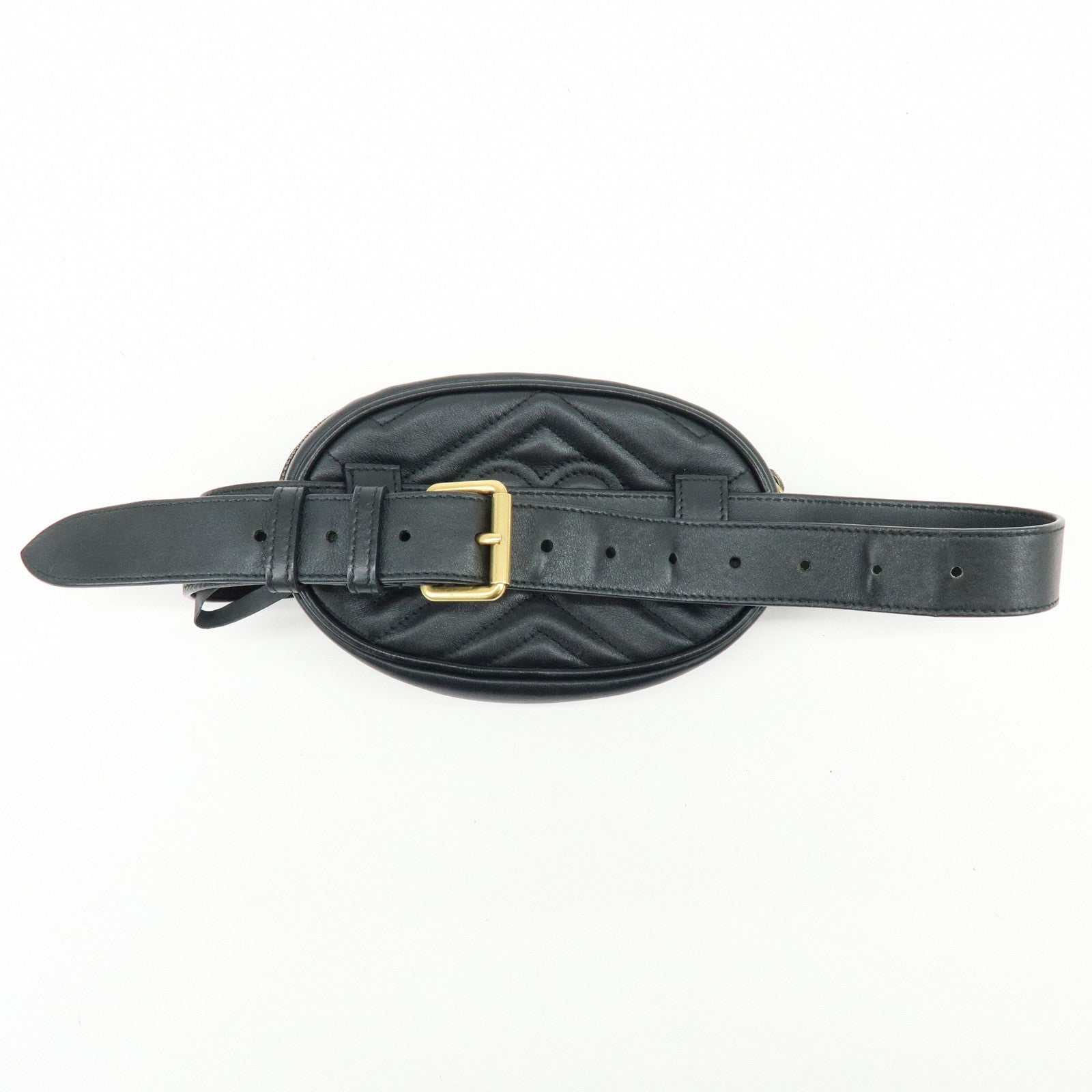 GUCCI GG Marmont Leather Waist Bag Crosbody Bag Black 476434