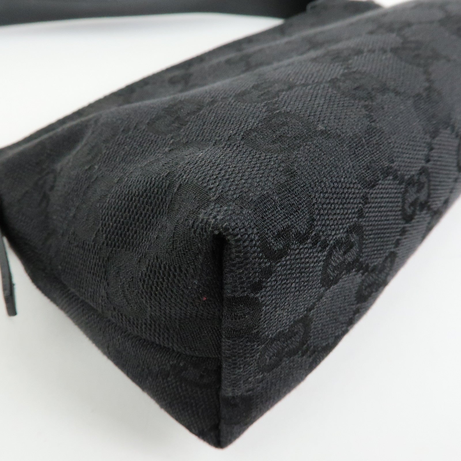 GUCCI GG Canvas Leather Hand Bag Accessory Pouch Black 103399