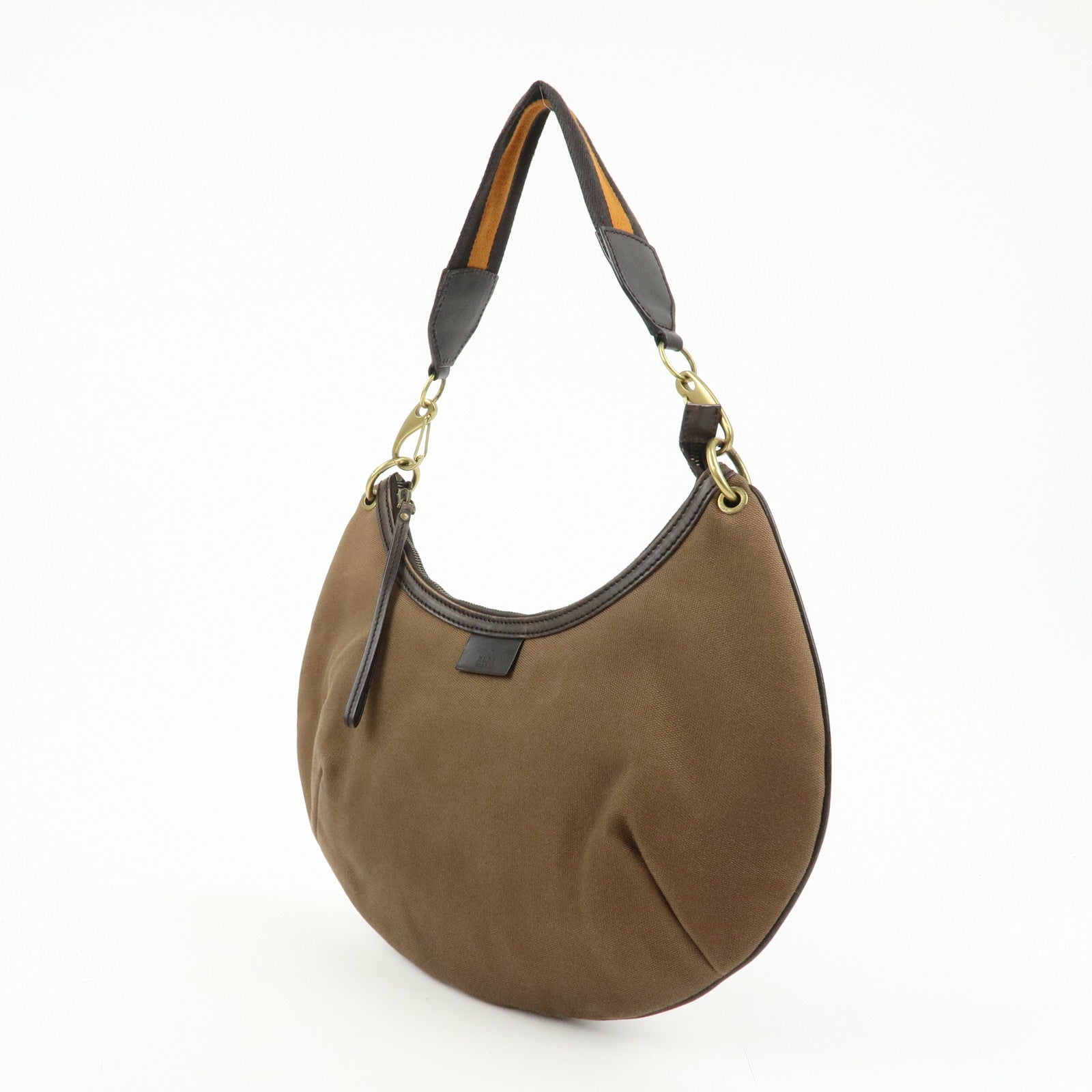 GUCCI Sherry Canvas Leather Shoulder Bag Hand Bag Borwn Orange 106663