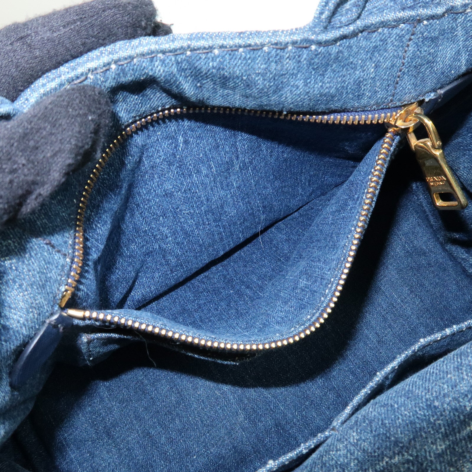 PRADA Triangle Logo Canapa Mini Denim 2Way Bag Hand Bag 1BG439
