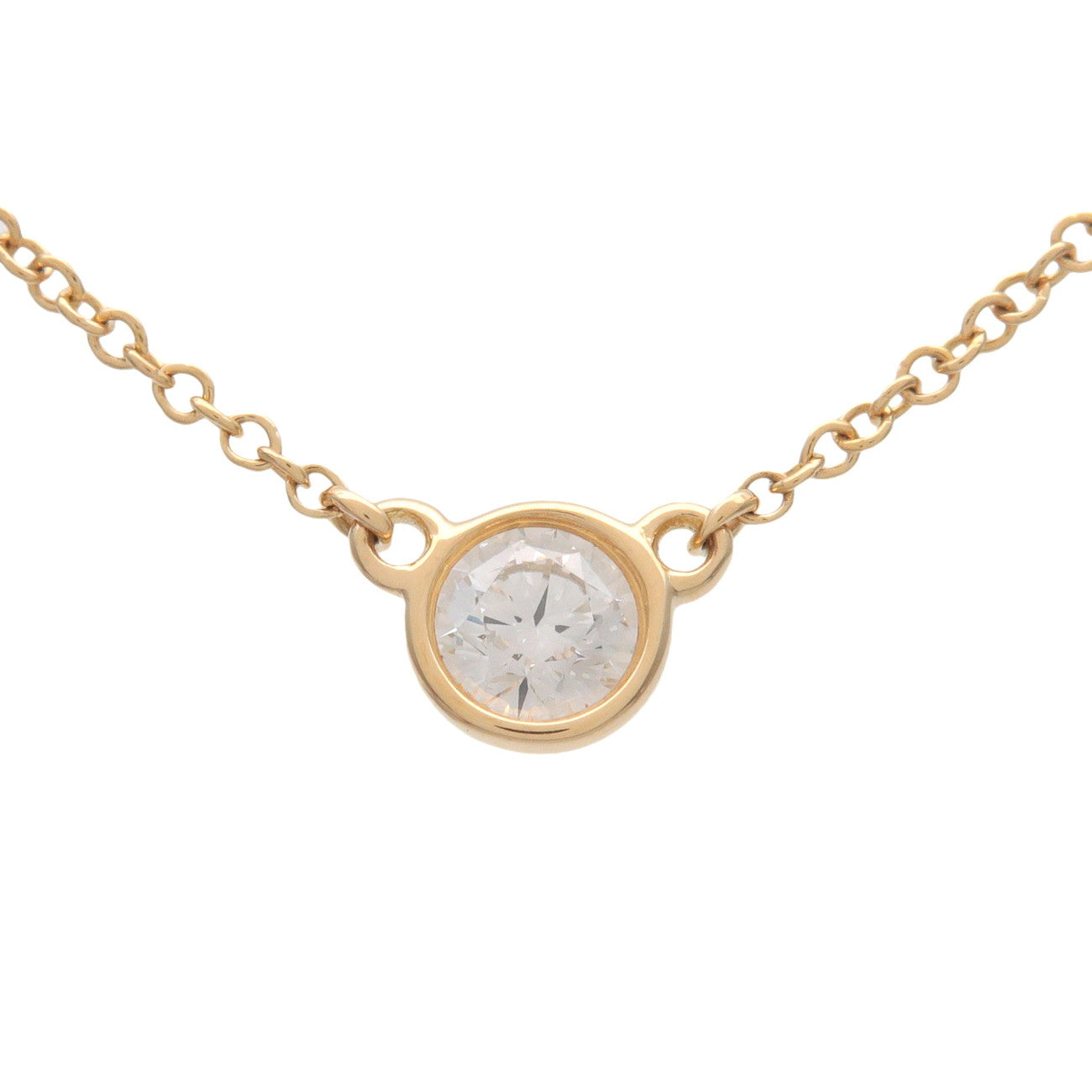 Tiffany & Co By The Yard 1P Diamond Necklace K18 750YG Yellow Gold