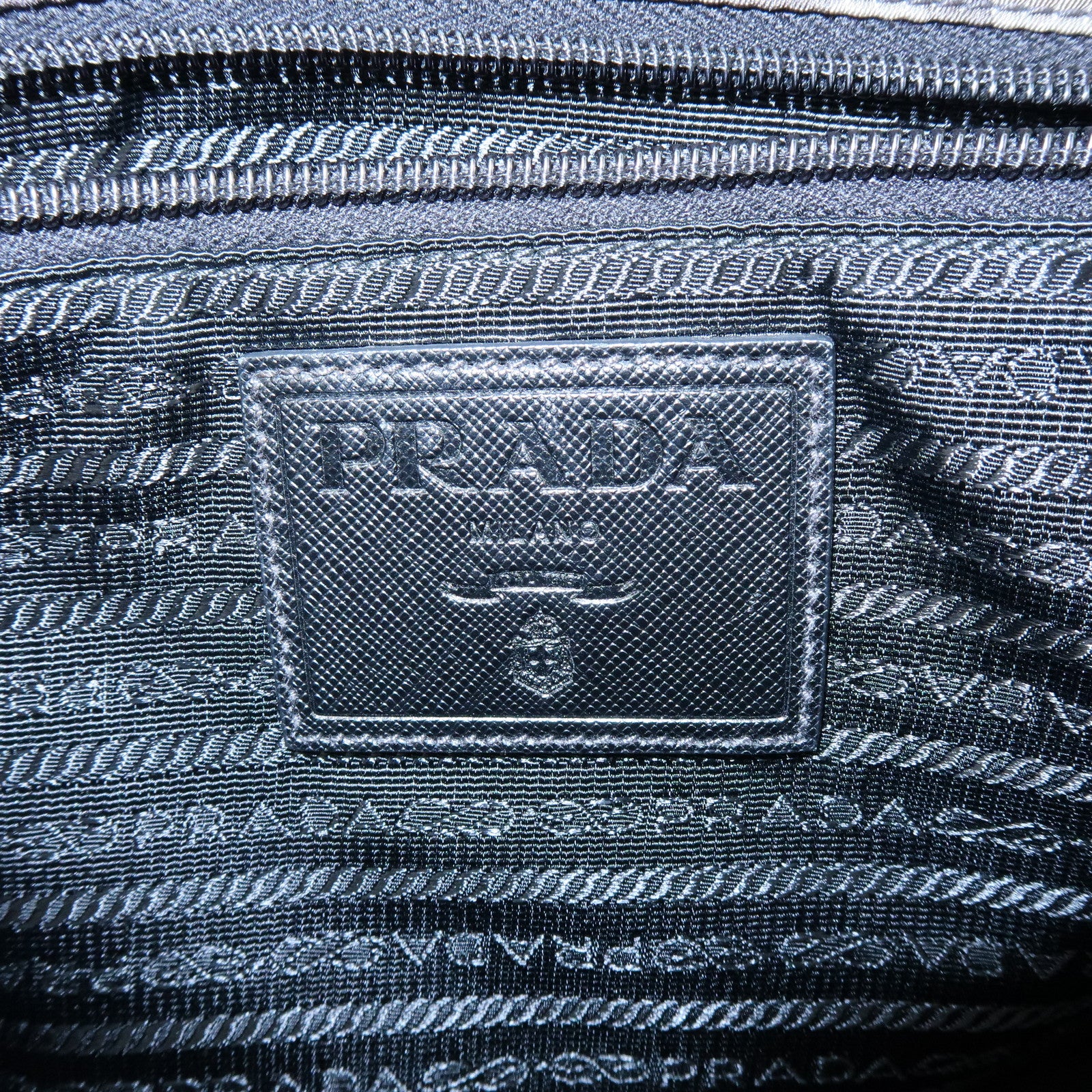PRADA Triangle Logo Nylon Saffiano Leather Shoulder Bag Khaki VA0768