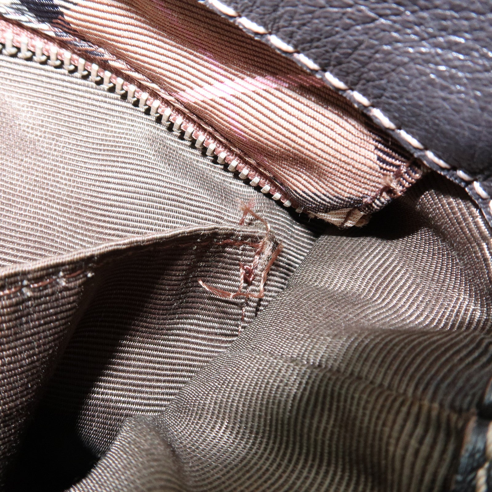 BURBERRY Nova Plaid Blue Label Canvas Leather Shoulder Bag Brown