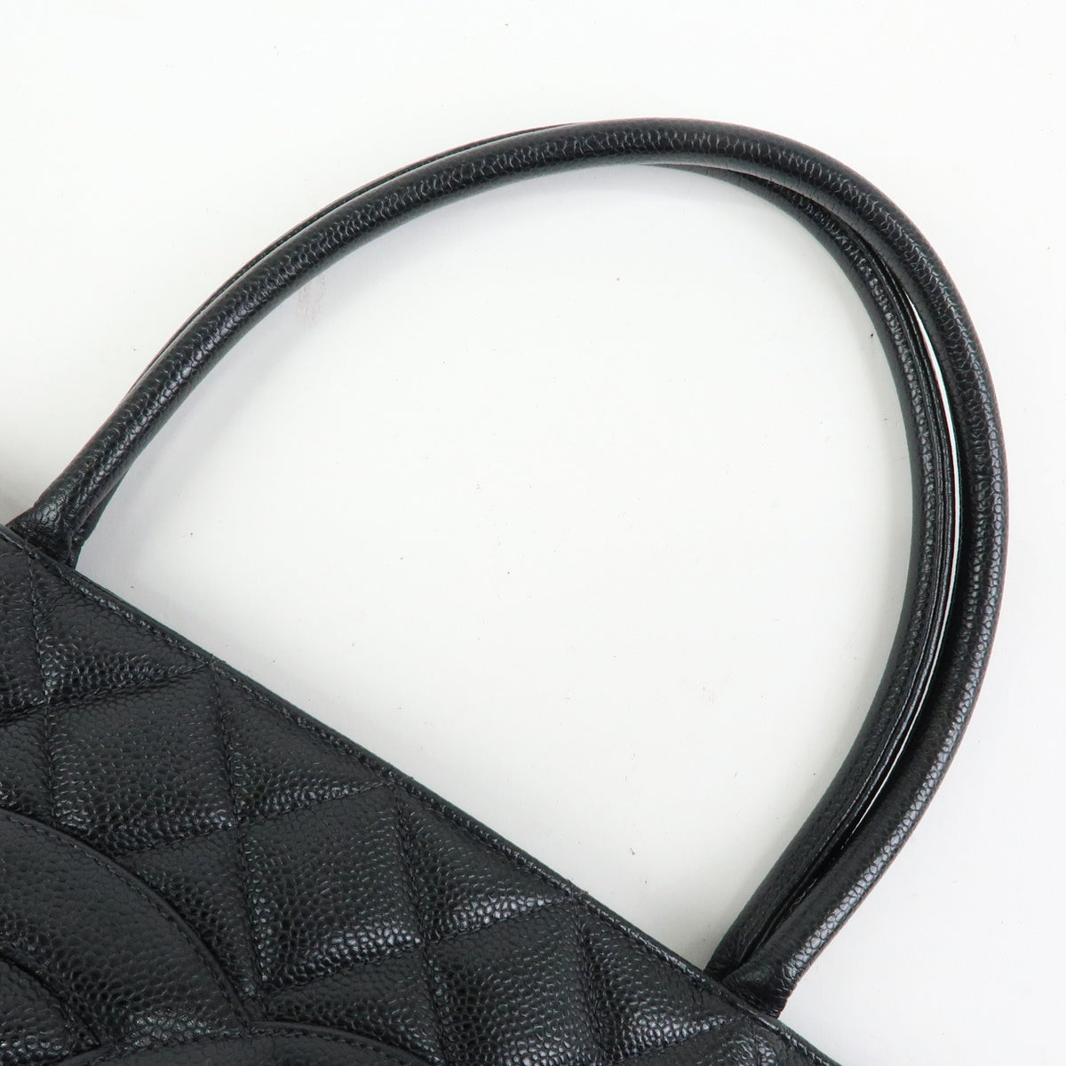 CHANEL Medallion Matelasse COCO Mark Caviarskin Tote Bag Black A01804
