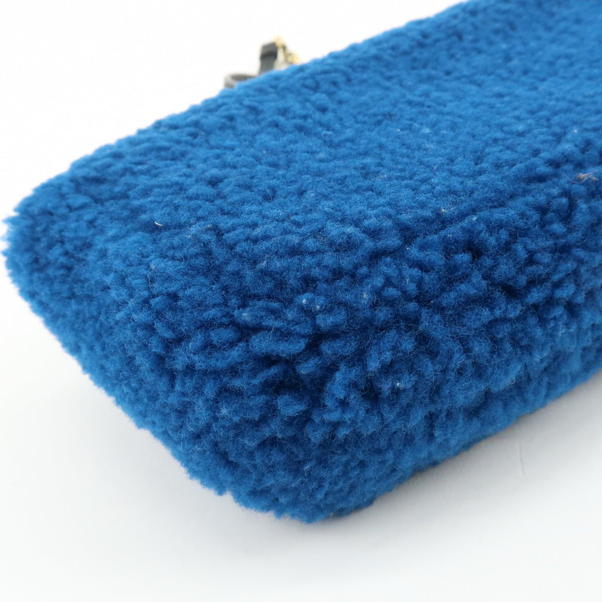 FENDI Mini Be Baguette Mouton Leather Shoulder Bag Blue 8M0315