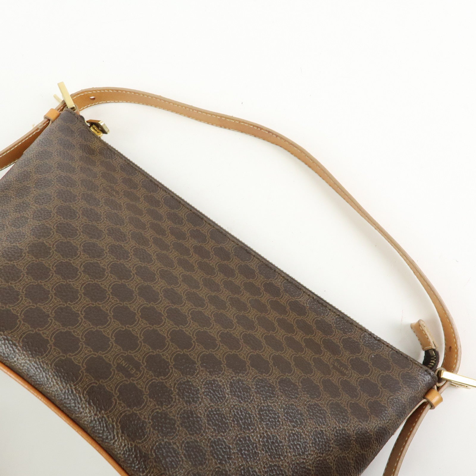 CELINE Macadam Leather Shoulder Bag Brown