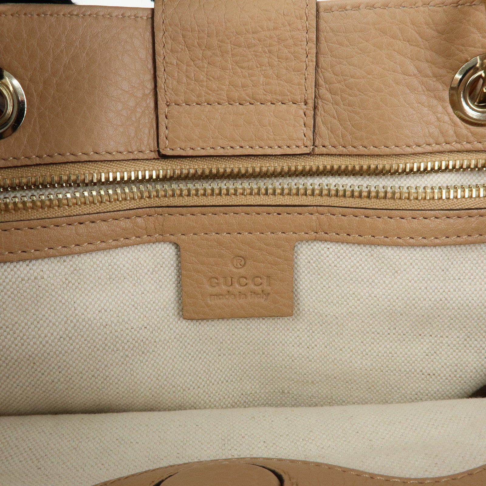 GUCCI Bamboo Shopper Medium Leather 2WAY Tote Bag Pink Beige 323660