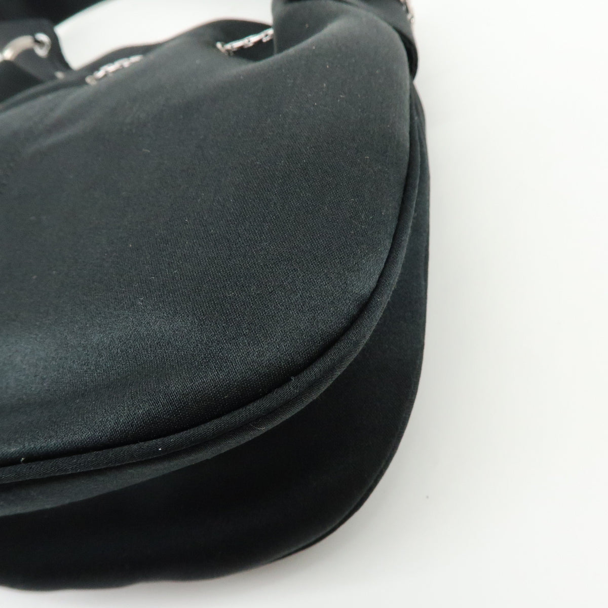 TOD'S Logo Nylon Shoulder Bag Hand Bag Black Silver