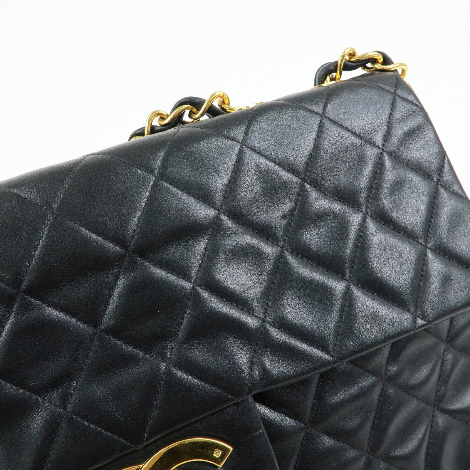 CHANEL Jumbo Matelasse 34 Lamb Skin Shoulder Bag Black A01094