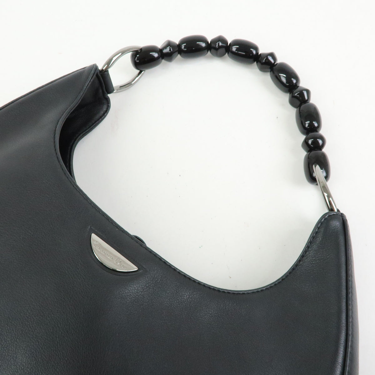 Christian Dior Malice Pearl Leather Shoulder Bag Hand Bag Black