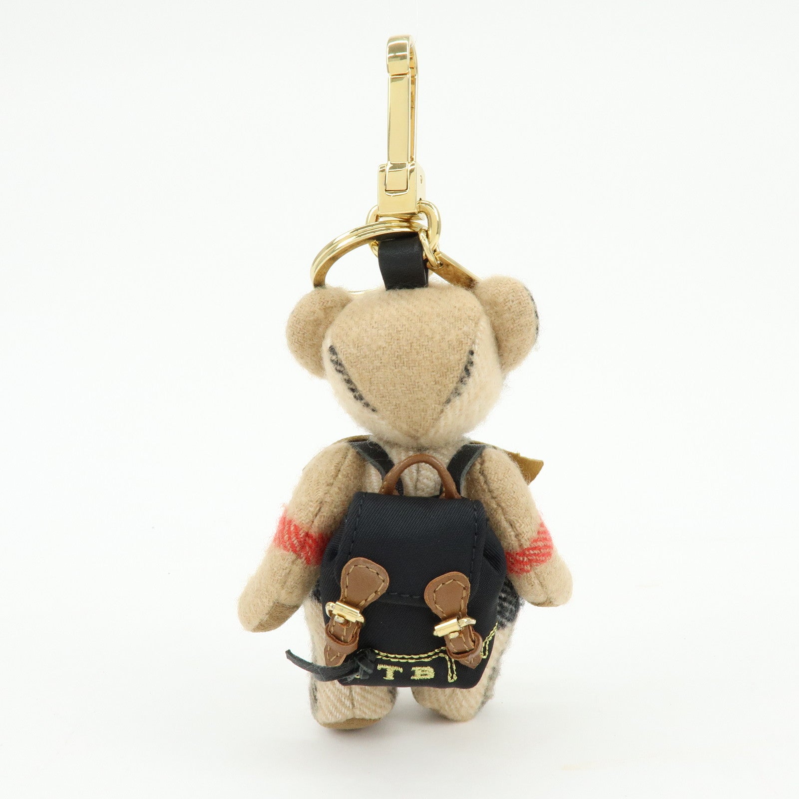 BURBERRY Nova Plaid Teddy Bear Wool NylonLether  Cashmere Bag Key Charm