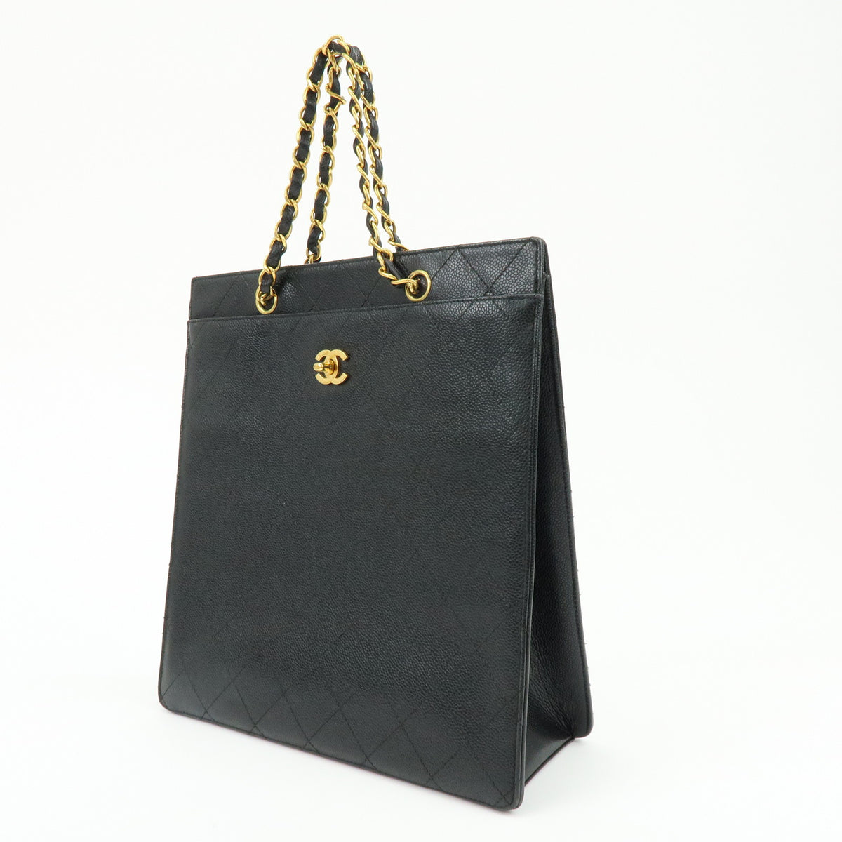 CHANEL Matelasse Caviarskin Chain Shoulder Bag Hand Bag Black A08907