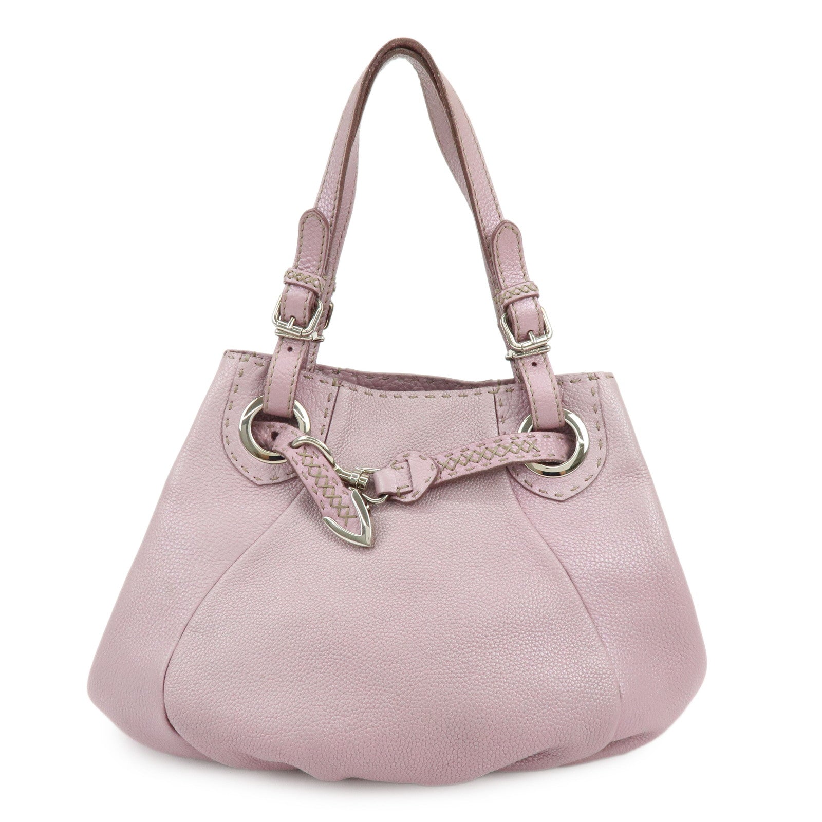 FENDI Selleria Leather Shoulder Bag Hand Bag Purple 8BR595