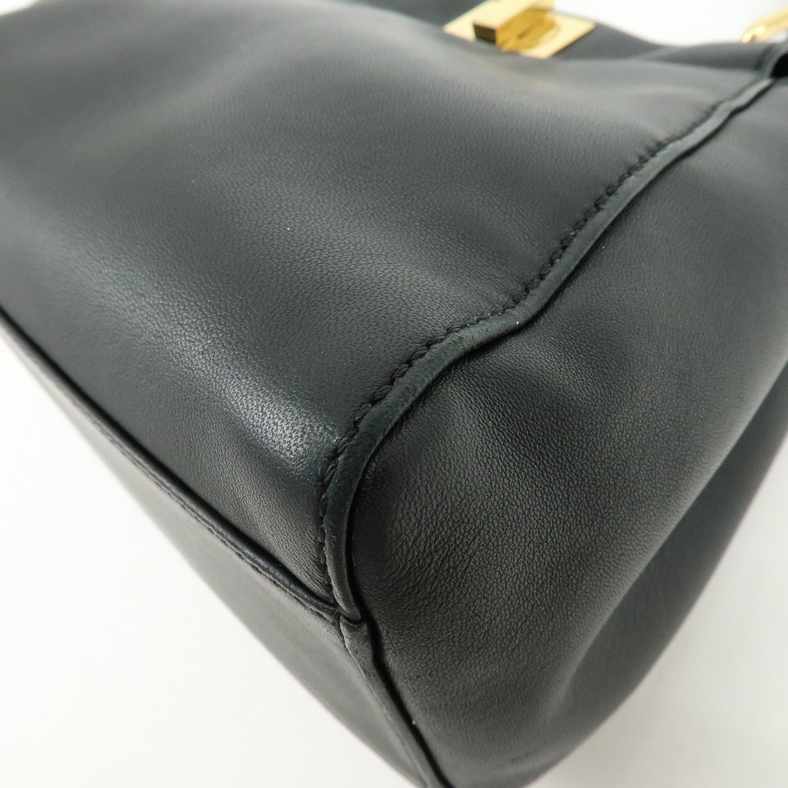 FENDI Peekaboo Mini Leather 2Way Hand Bag Shoulder Bag Black 8BN244