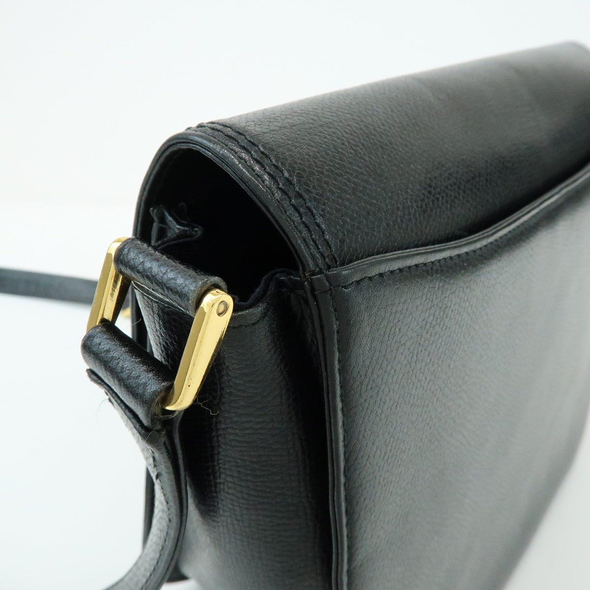VALENTINO V Logo Leather Shoulder Bag Crossbody Bag Tassel Charm Black