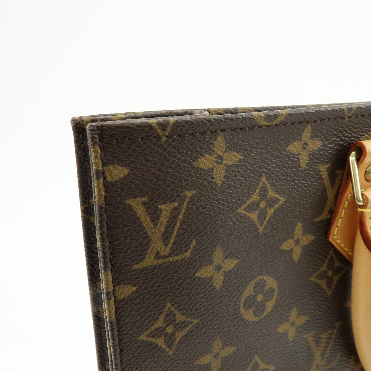 Louis Vuitton Monogram Sac Plat Tote Bag Hand Bag Brown M51140