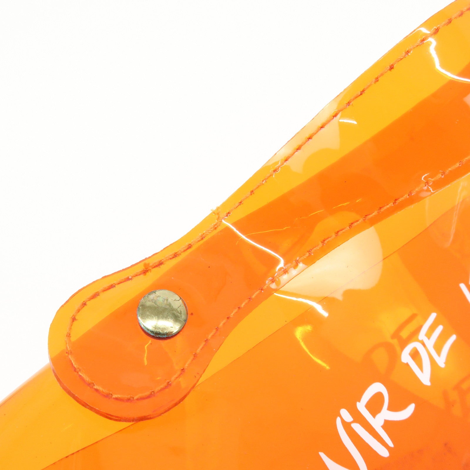 HERMES Kelly Vinyl Hand Bag Clear Orange