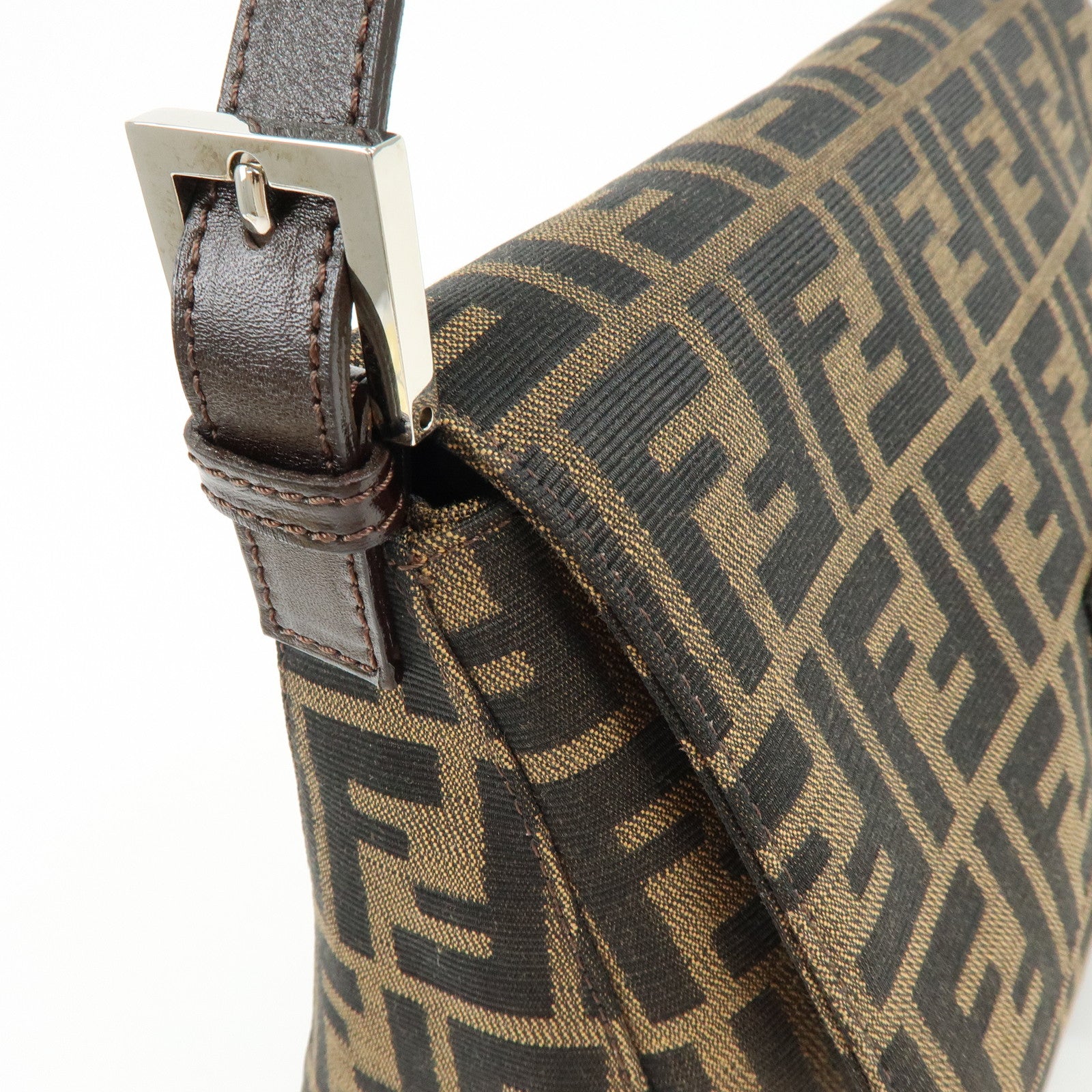 FENDI Mamma Baguette Zucca Canvas Leather Shoulder Bag Hand Bag 26325
