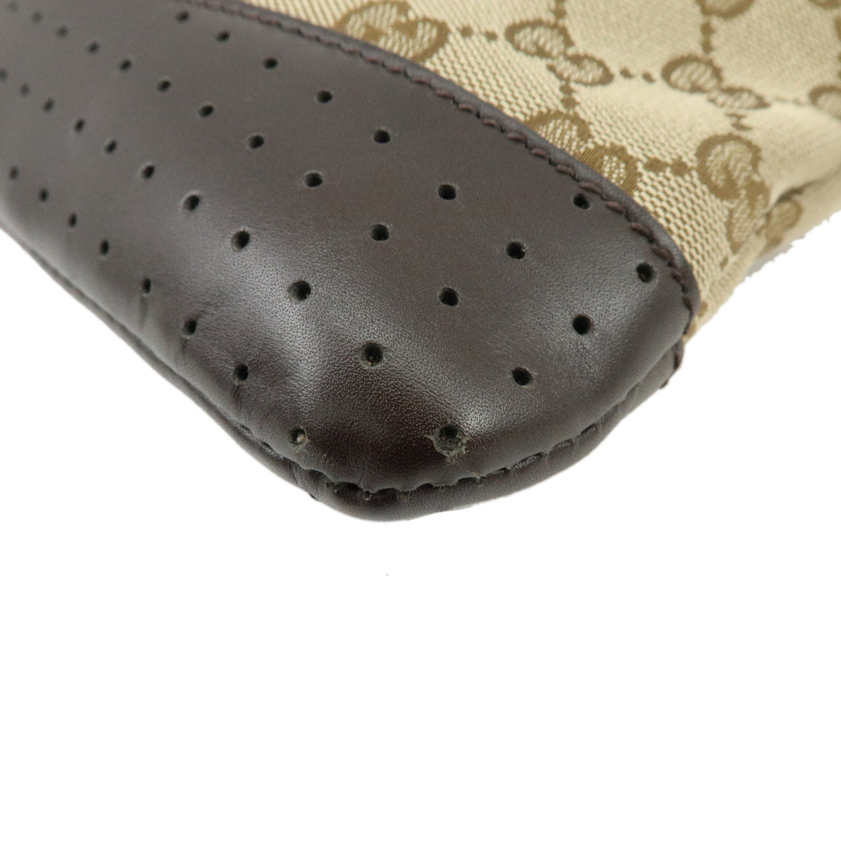 GUCCI GG Canvas Leather Shoulder Bag Crossbody Bag Brown 145857