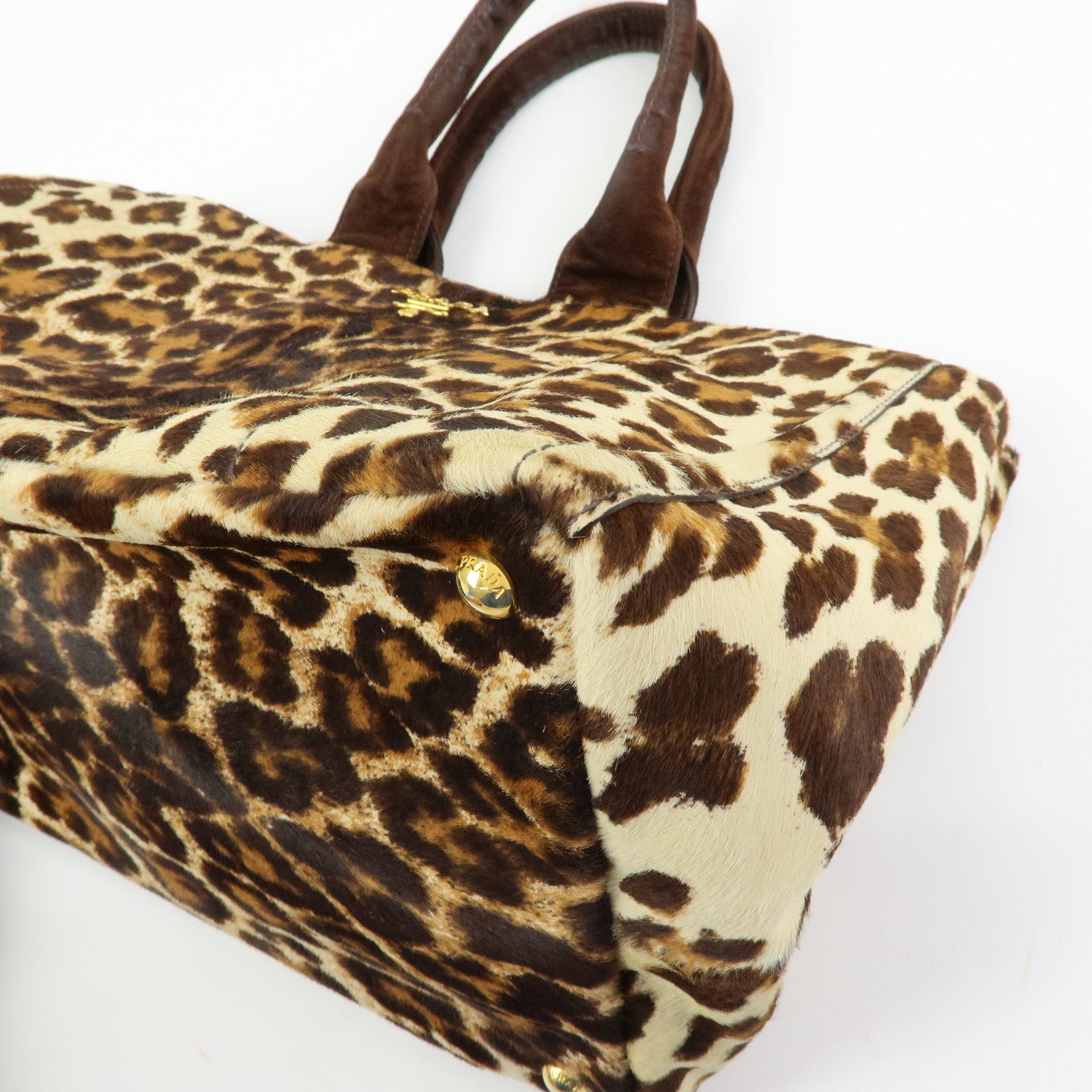 PRADA Triangle Logo Unborn Calf Canapa  2Way Tote Hand Bag BN1877