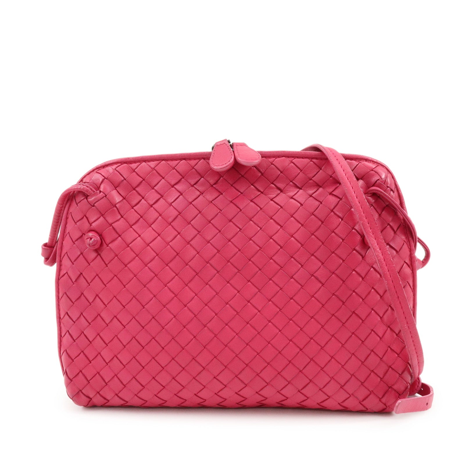 BOTTEGA VENETA Inttrecciato Nodini Leather Shoulder Bag Pink