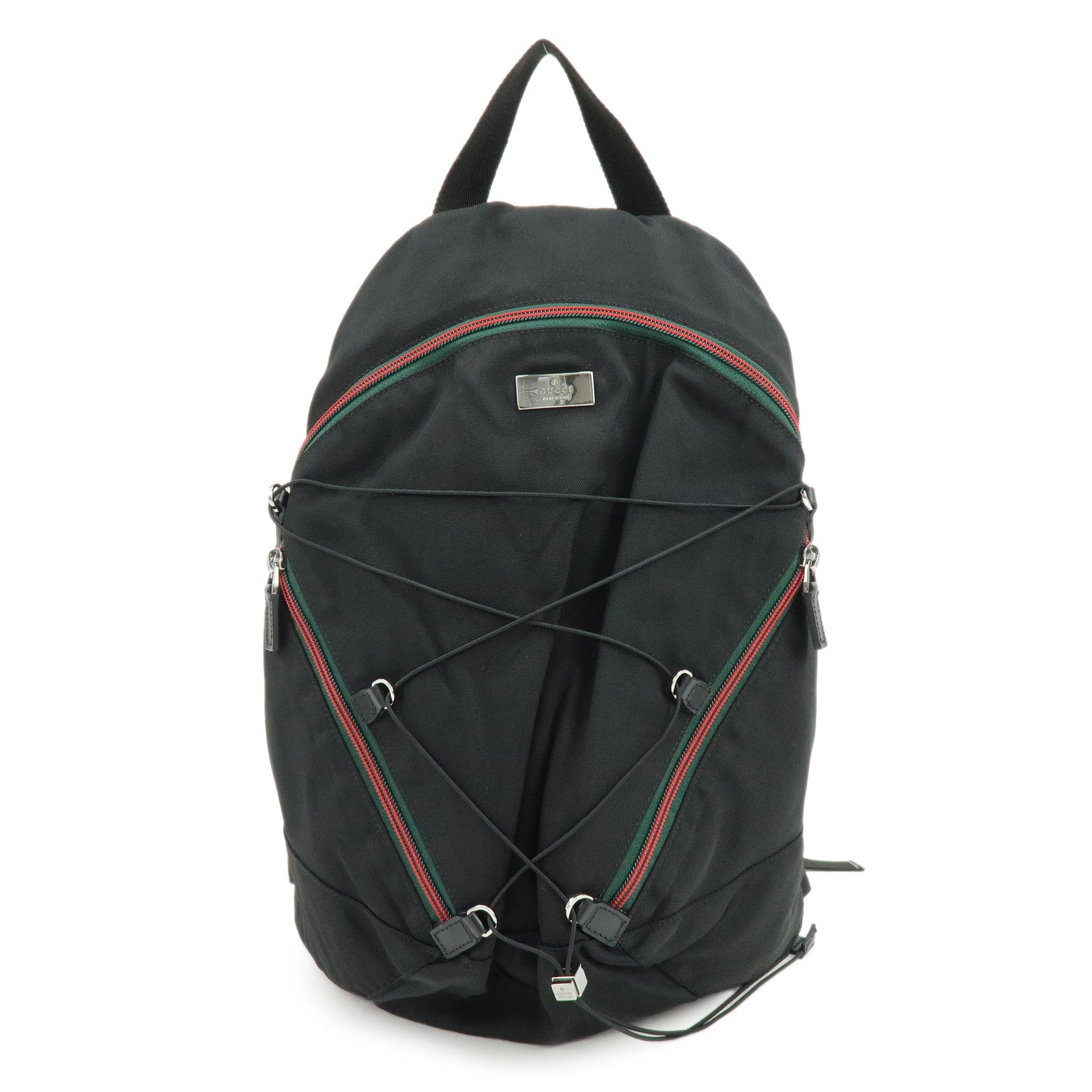 GUCCI Sherry Canvas Leather Backpack Rucksack Black 122349