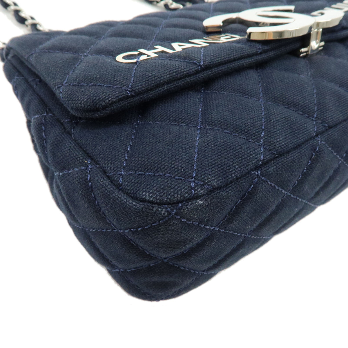 CHANEL COCO Mark Matelasse CRUISE Canvas Chain Shoulder Bag Denim Blue