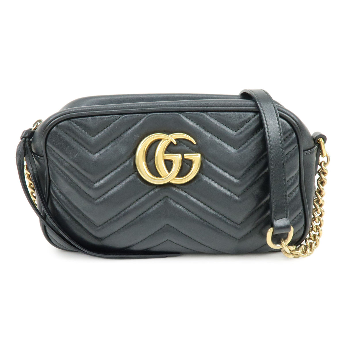 GUCCI GG Marmont Leather Shoulder Bag Crossbody Bag Black 447632