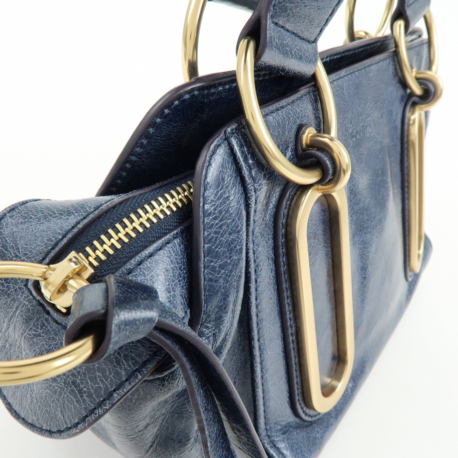 Chloe See by Chloe Paige Leather Small 2Way Hand Bag Shoulder Bag Blue