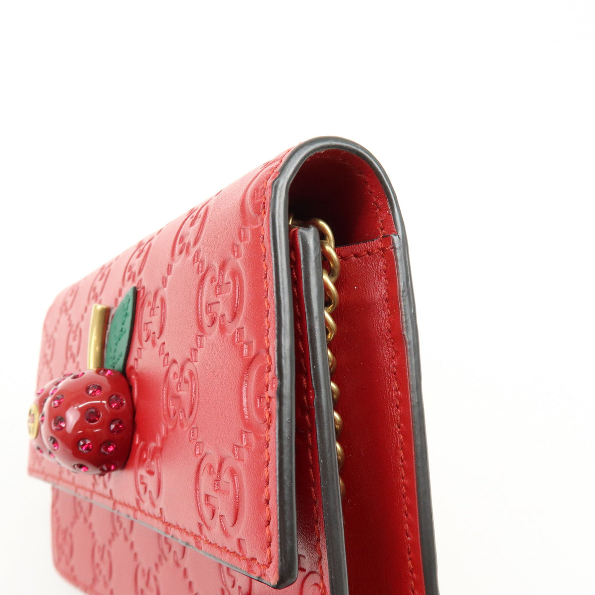 GUCCI Interlocking G Guccissima Chain Shoulder Bag Cherry 481291