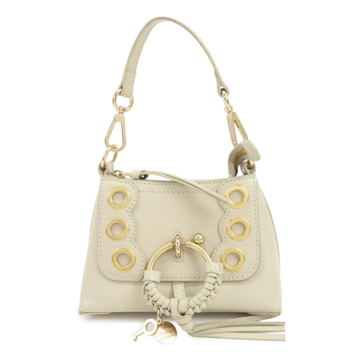Chloe See By Chloe Joan Leather Hand Bag Clutch Bag Beige