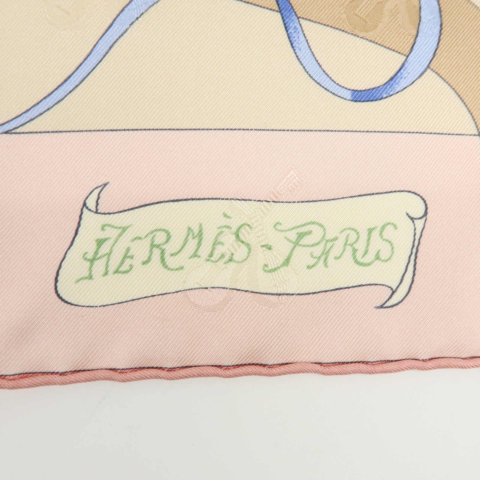 HERMES Carre 90 Silk 100% Scarf LE CARNAVAL DE VENISE Beige Pink