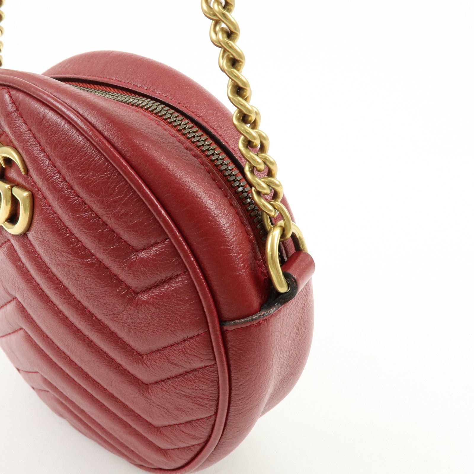 GUCCI GG Marmont Chevron Leather Chain Shoulder Bag Heart 550154