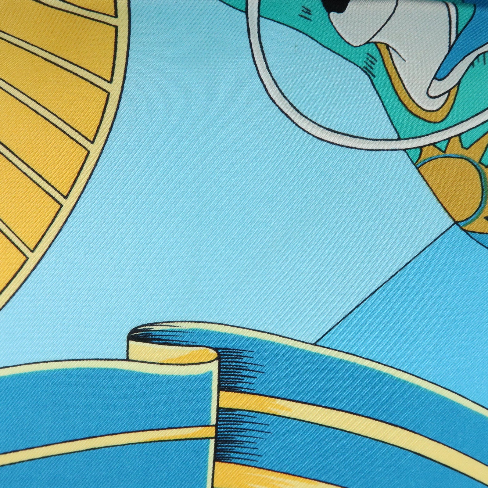 HERMES Carre 90 Silk 100% Scarf Circus Blue Yellow White