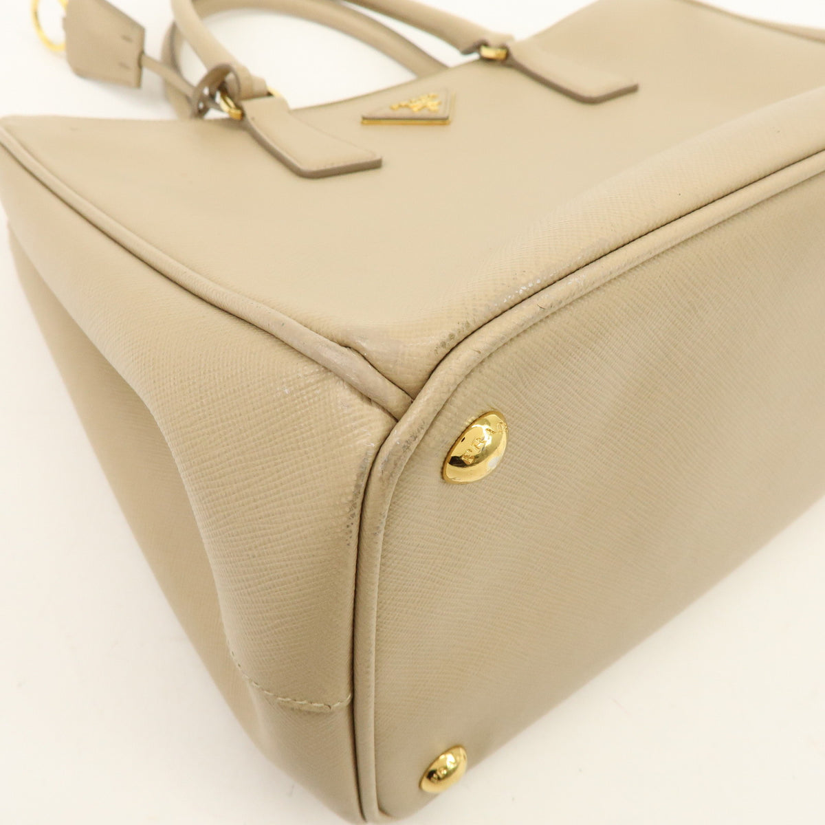 PRADA Triangle Logo Galleria Saffiano Leather 2Way Bag  Beige 1BA274