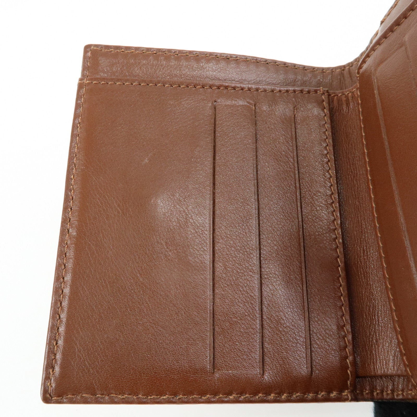 CHANEL COCO Mark Leather Bi-fold Compact Wallet Brown Gold