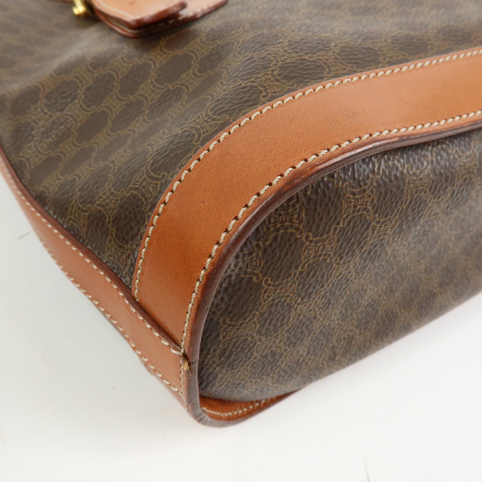 CELINE Macadam PVC Leather Tote Bag Hand Bag Shoulder Bag Brown