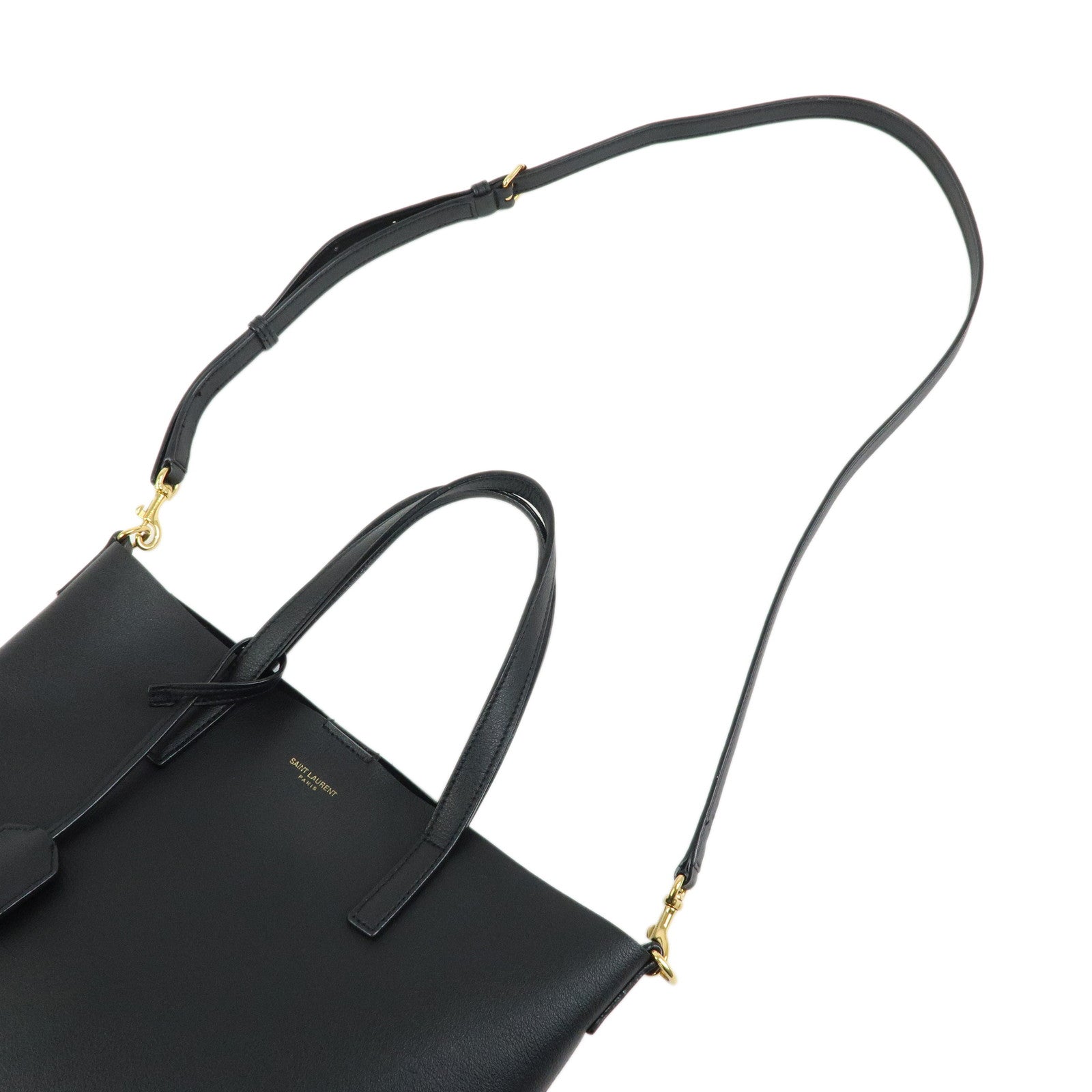 SAINT LAURENT PARIS Leather Toy Shopping Bag 2Way Bag Black GUE600307